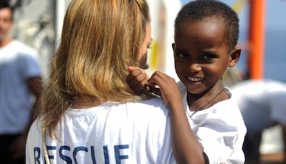 One of the children currently on the ‘Aquarius.’