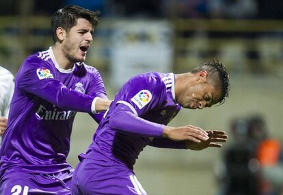 Morata y Mariano en el partido de Copa contra la Cultural Leonesa en octubre de 2016. 