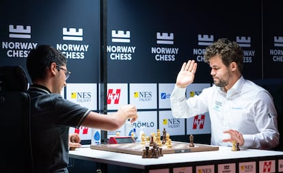 Momento del empate en la 'muerte súbita', favorable a Carlsen