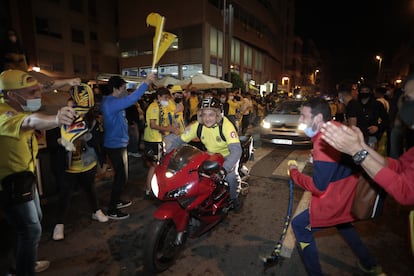 Celebración en Vila-real, la noche del miércoles.