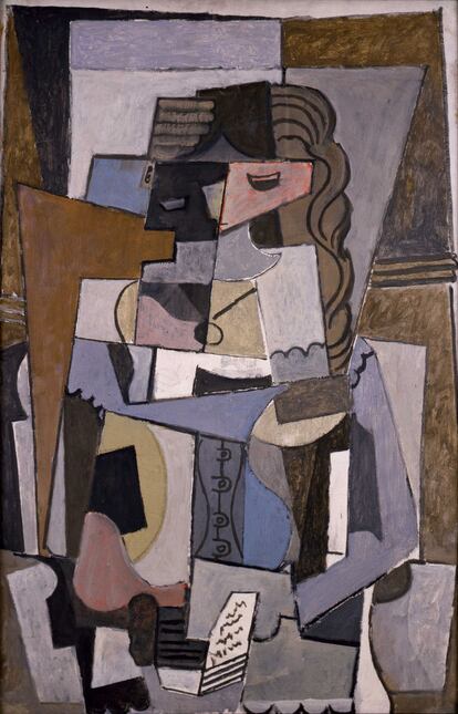 Pablo Picasso, 'Mujer con corsé leyendo un libro', 1914-1917. Fundación Triton.