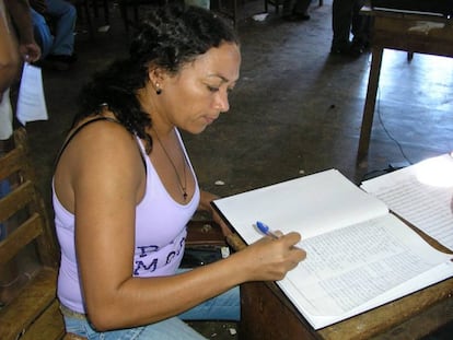 Dilma Ferreira da Silva, assassinada em março de 2019, numa atividade do Movimento dos Atingidos por Barragens.