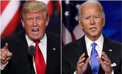 El presidente de Estados Unidos, Donald Trump, y su contrincante en las elecciones presidenciales, Joe Biden.