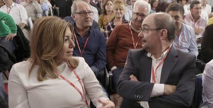 Susana Díaz y Javier Lambán, en el comité del 23 de octubre.