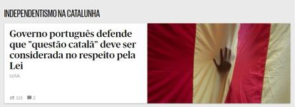 Portugal opina que la cuestión catalana se debe resolver dentro de la ley.