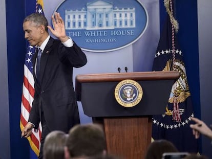 Obama finaliza la rueda de prensa, este viernes en la Casa Blanca. 