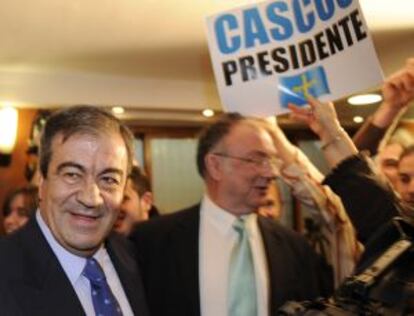 Francisco Álvarez-Cascos, en 2011, tras explicar en una rueda de prensa en Oviedo por qué abandonaba el PP.