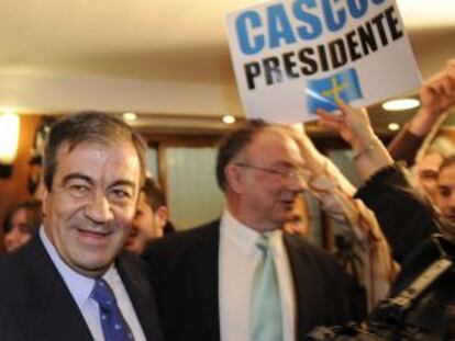 Francisco Álvarez-Cascos, en 2011, tras explicar en una rueda de prensa en Oviedo por qué abandonaba el PP.