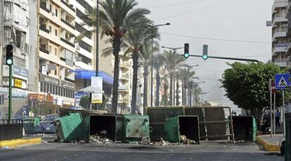 Destrozos causado por las protestas sun&iacute;es en Beirut.