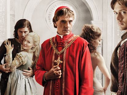 Los protagonistas de la serie <i>Los Borgia</i>, con Jeremy Irons como Alejandro VI, en el centro.