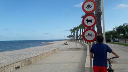 Uno de los barones, el del Barça, en la playa de Les Cases d’Alcanar (Tarragona).
