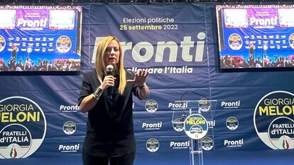 Giorgia Meloni, durnte un mitin este miércoles. Foto de D.V.