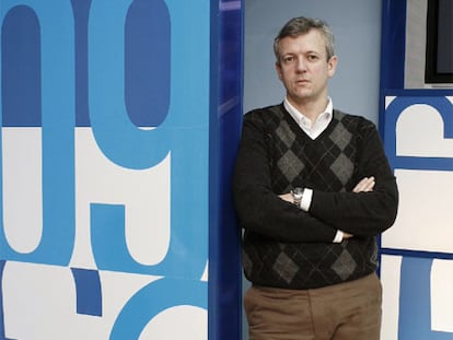 El secretario general del PP gallego, Alfonso Rueda, en la sede regional del PP.