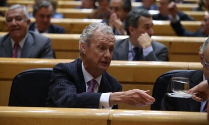 Pedro Morenés, en una sesión de control al Gobierno en el Senado.