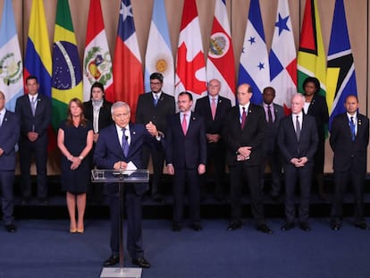 El canciller de Chile, Heraldo Muñoz, durante la declaración del Grupo de Lima.