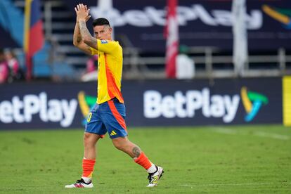 James Rodríguez durante la clasificación contra Argentina para la Copa Mundial de la FIFA 2026 en Barranquilla, Colombia, en septiembre de 2024.