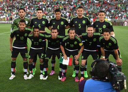 La selección de México, antes de enfrentar a Ecuador.