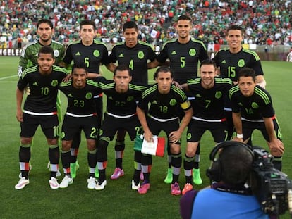 La selección de México, antes de enfrentar a Ecuador.