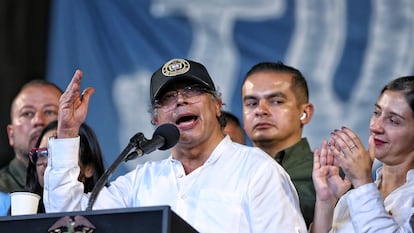 El presidente de Colombia, Gustavo Petro, habla en una manifestación en Cali, Colombia, el 11 de junio de 2025.