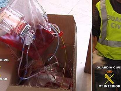 Bolsas de sangre requisadas por la Guardia Civil durante la Operación Puerto.