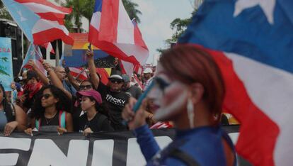Un grupo de manifestantes el pasado mes de julio en San Juan. 