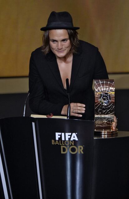 Nadine Angerer, portera alemana, ganadora del Balón de Oro 2013 a la mejor jugadora.