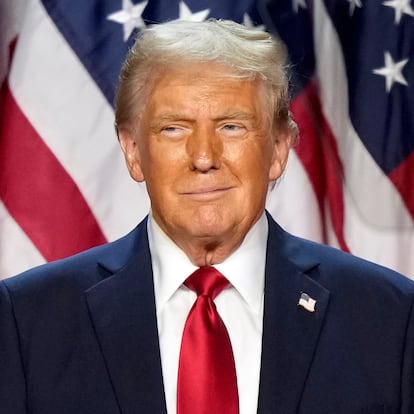 Republican presidential nominee former President Donald Trump is pictured at an election night watch party, Wednesday, Nov. 6, 2024, in West Palm Beach, Fla. (AP Photo/Alex Brandon)