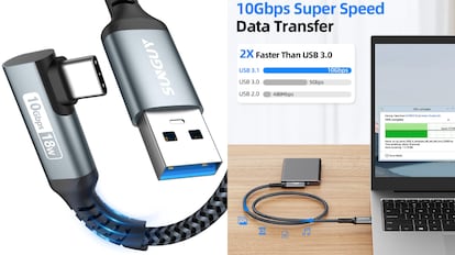 Este modelo de cable USB con diseño en forma de L se puede adquirir en tres colores distintos.