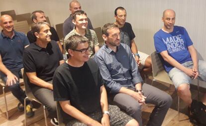 Los entrenadores de baloncesto, durante la presentación de su sindicato.