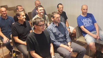 Los entrenadores de baloncesto, durante la presentación de su sindicato.