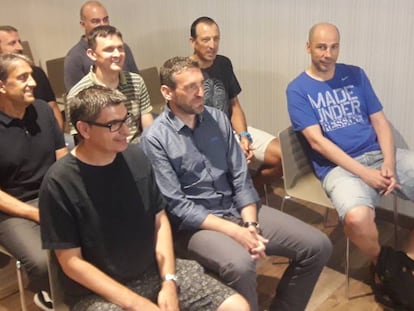 Los entrenadores de baloncesto, durante la presentación de su sindicato.