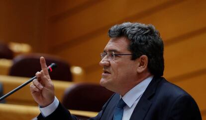 José Luis Escrivá,during the control session to the Government in the Senate in Madrid May 19, 2020