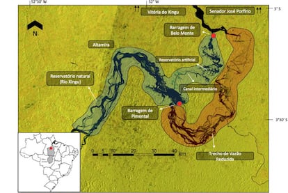 Mapa da obra da Usina Hidrelétrica de Belo Monte