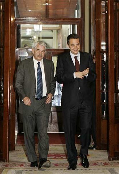 Maragall y Zapatero, ayer en el Congreso.