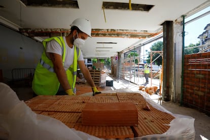 A construction worker in Córdoba, in southern Spain.