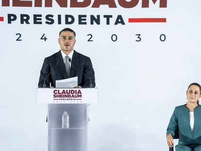 Omar García Harfuch y Claudia Sheinbaum en Ciudad de México, el 4 de julio de 2024.