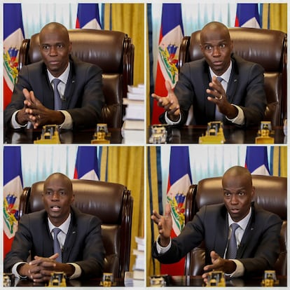 O presidente do Haiti, Jovenel Moïse, durante a conversa com o EL PAÍS por videochamada.