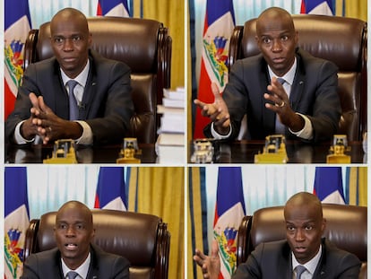 O presidente do Haiti, Jovenel Moïse, durante a conversa com o EL PAÍS por videochamada.