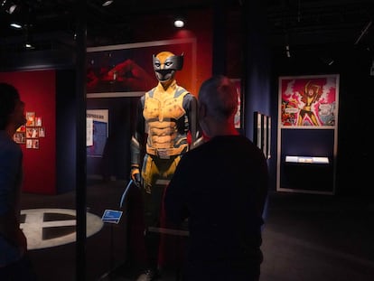 Wolverine’s suit from the movie ‘Deadpool and Wolverine’ in the ‘Marvel: Universe of Super Heroes’ exhibition.