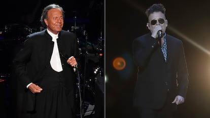 Montaje con imágenes en concierto de Julio Iglesias y Andrés Calamaro.