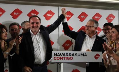 Javier Esparza, candidato de Navarra Suma a la Presidencia de Navarra, y Enrique Maya, candidato a la Alcaldía de Pamplona.
 