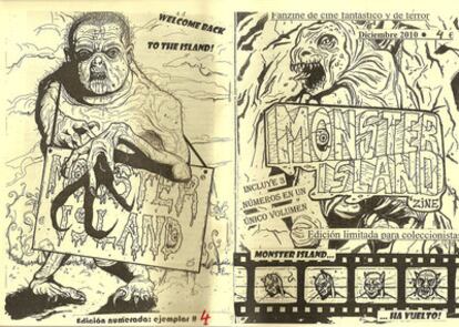 Página extraída del fanzine Monster Island, un modelo clásico: fotocopias grapadas en formato de cuadernillo. El autor Jorge Aguirre hace los textos y dibujos de las 112 páginas de la última edición.  Inicialmente se distribuía en diferentes librerías especializadas de Bilbao, donde se crea el fanzine, con una tirada de alrededor de 20 números. El último ejemplar se ha vendido por correo, y se ha publicitado <a href="http://monsterislandzine.blogspot.com/" target="_blank">a través de blogs</a> y foros de internet. [Esta galería <a href="http://www.elpais.com/misc/ESCUELA/2011/cultura.htm">forma parte del proyecto final de la asignatura de Digital</a> de los alumnos de la 25ª promoción de la Escuela de Periodismo UAM / EL PAÍS 2011]