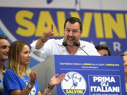 Salvini durante un mitin.