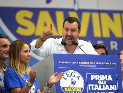 Salvini durante un mitin.