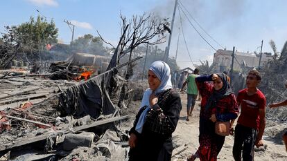 El ataque a una zona humanitaria de Jan Yunis, en imágenes