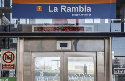 Estación de la Rambla ( linea 7), una de las clausuradas para reparar deficiencias de construcción. 