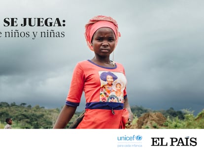Cartel del evento de EL PAÍS y Unicef España 'Aquí no se juega: historias de niños y niñas'.
