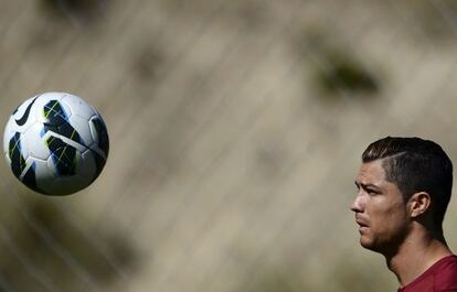 Cristiano Ronaldo, durante un entrenamiento con Portugal