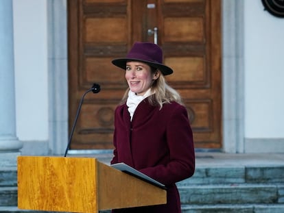 La primera ministra de Estonia, Kaja Kallas, durante la presentación de su Gobierno, este martes en Tallin.