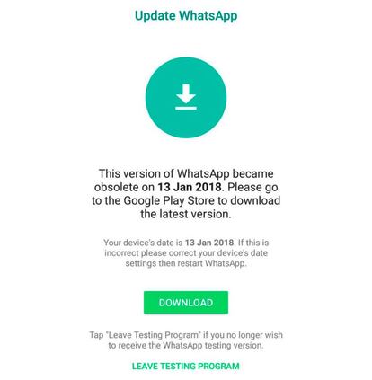 Esta es el mensaje que muchos usuarios de WhatsApp han visto al abrir la app